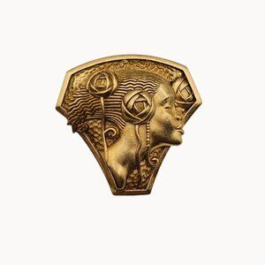 Willitts Designs Gold Tone Art Nouveau Style Ebony Visions Pendant Brooch Signed